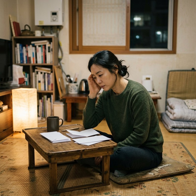 밤늦게 명세를 정리하는 모습