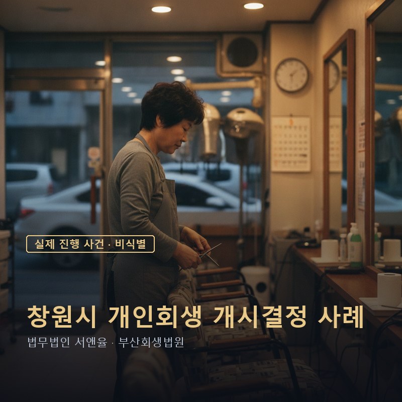 개인회생 자격, 가게를 하는 사람도 되나요｜창원 50대 미용업 사업주 개시결정 사례 — 이해를 돕기 위한 연출 이미지